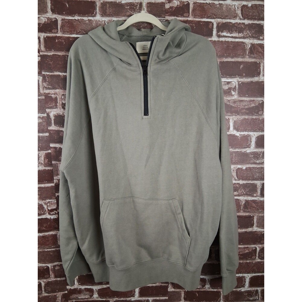 Fear Of God FOG Essentials Quarter 1/4 Zip Hoodie Size L Olive Green Mens